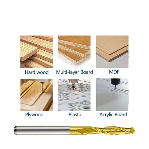 10 قطعة مطاحن نهاية الأنف الكروية لقم التوجيه باستخدام الحاسب الآلي 1/8 بوصة عرقوب لولبية من كربيد CNC مطحنة نهاية طلاء التيتانيوم 2 المزامير قاطعة المطحنة in Kuwait