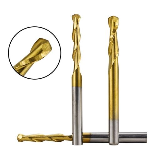 10 قطعة مطاحن نهاية الأنف الكروية لقم التوجيه باستخدام الحاسب الآلي 1/8 بوصة عرقوب لولبية من كربيد CNC مطحنة نهاية طلاء التيتانيوم 2 المزامير قاطعة المطحنة in Kuwait