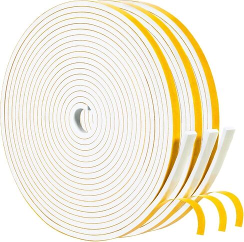 Strong Self Adhesive Foam Weather Stripping, Foam Seal Tape for Doors and Windows, SoundProof Weatherproof Insulation Strips, AC Seal Strip, Anti-Collision, Anti-Bug(1/4 in x 1/8 in x 49.2Ft, White) in Saudi Arabia