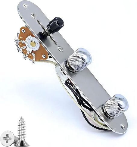 Fully Loaded Guitar Telecaster Control Plate, 3-way Blade Switch Large 250k pots/0.022uF Orange Capacitor Prewired Knurled Volume Tone Controls Knobs (250K) in Saudi Arabia