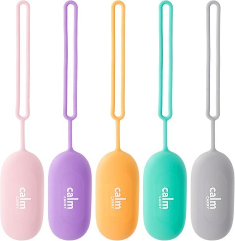 غطاء وغطاء بديل Glowco CalmCarry | أغطية بديلة من السيليكون للحمل الهادئ مع حزام | غطاء وحزام لجهاز الحمل الهادئ | عبوة من 5 قطع (رمادي، أزرق مخضر، وردي، أرجواني، برتقالي) in Saudi Arabia