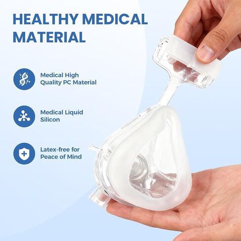 مجموعة استبدال قناع CPAP لكامل الوجه من سلسلة Comfort مع غطاء رأس ووسادة ومرفق، وختم ناعم وتصميم مقاوم للتسرب لملاءمة آمنة، وصديق للبشرة، ومتوافق مع معظم أجهزة CPAP القياسية، متوسط in Saudi Arabia