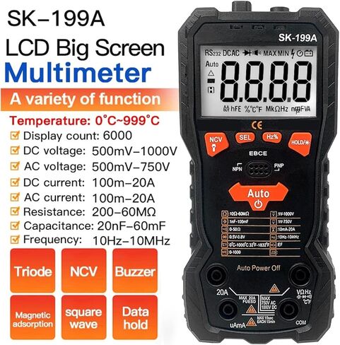 مولد الإشارة الحالية التلقائي الرقمي الذكي السيارات المدى مكثف اختبار الجهد الكهربائي NCV تردد درجة الحرارة مصباح يدوي in Kuwait