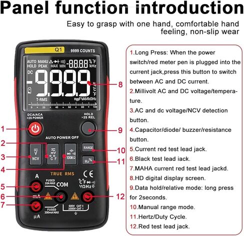 Current Signal Generator Digital Multimeter Transistor 9999 Analog Tester True RMS Auto Wire Test Meter Capacitor in Kuwait