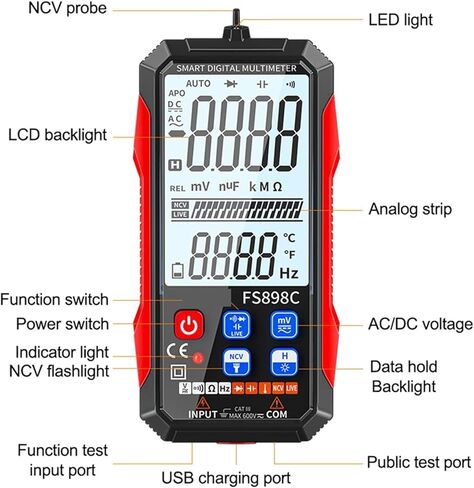 Current Signal Generator Multimeter LED NCV Direct Current AC Voltage Resistance Diode Capacitance Continuity Frequency Temperature in Kuwait