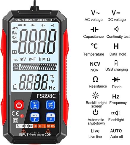 Current Signal Generator Multimeter LED NCV Direct Current AC Voltage Resistance Diode Capacitance Continuity Frequency Temperature in Kuwait