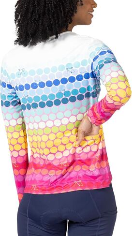 Terry Cycling Jersey Womens Soleil Long Sleeve Flow Relaxed Fit UPF 50+ Bike Tops for Women, Reg. & Plus Sizes - Rainbow Dot, X Large in Saudi Arabia