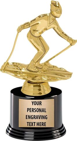 Crown Awards Skiing Trophies with Custom Engraving, 7.25" Personalized Recreational Skiing Male Trophy On Deluxe Round Base Prime in Kuwait