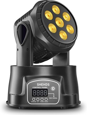 SHEHDS 7x18W أضواء DJ تتحرك الرأس، RGBWA + الأشعة فوق البنفسجية 6in1 أضواء المسرح الصغيرة، DMX DJ ديسكو الصوت المنشط، ضوء غسيل ستروب صغير لعيد الميلاد، الحفلات، النادي، الحفلة الموسيقية، الزفاف، أحداث الديسكو in Kuwait