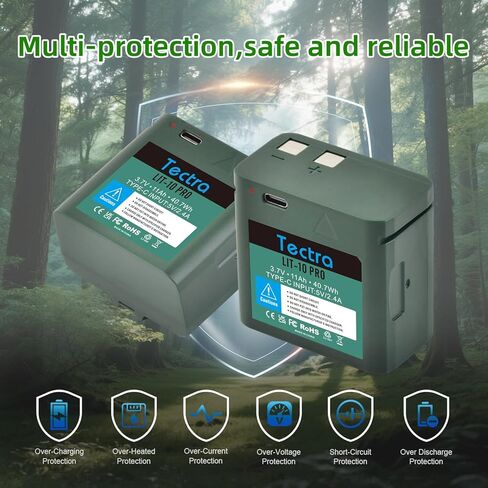 Tectra 2-Pack LIT-10 Battery for SPYPOINT Cellular Trail Camera, 11000mAh Rechargeable Battery Compatible with Spypoint Link-Micro, Cell-Link 10, LM2, Link-Micro-S-LTE Hunting Trail Cameras in Saudi Arabia