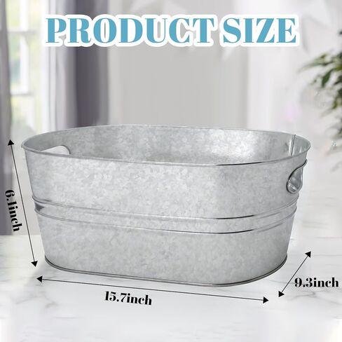 2 Pack 3 Gallon Galvanized Tub Ice Buckets for Parties Portable Beverage Tub Champagne Bucket Metal Ice Buckets for Cocktail Bar with Ice Scoop in Kuwait