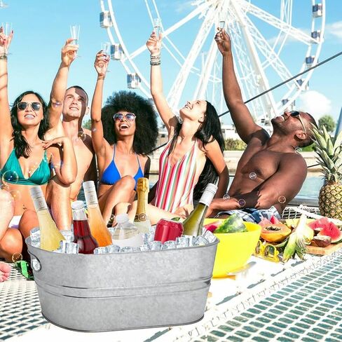 2 Pack 3 Gallon Galvanized Tub Ice Buckets for Parties Portable Beverage Tub Champagne Bucket Metal Ice Buckets for Cocktail Bar with Ice Scoop in Kuwait