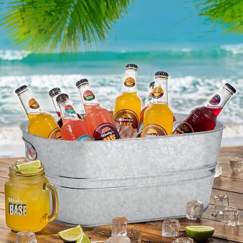 2 Pack 3 Gallon Galvanized Tub Ice Buckets for Parties Portable Beverage Tub Champagne Bucket Metal Ice Buckets for Cocktail Bar with Ice Scoop in Kuwait