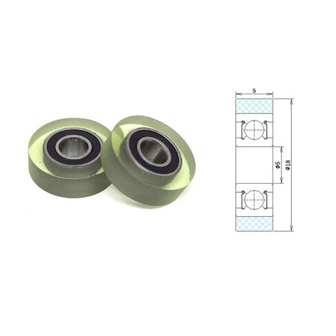 5 Pieces 18mm OD PU Coated Roller with 605RS Bearing PU60518-5 5mm OD PU Coated Rubber Counting Wheel(PU68516-5C1L6M4) in Kuwait