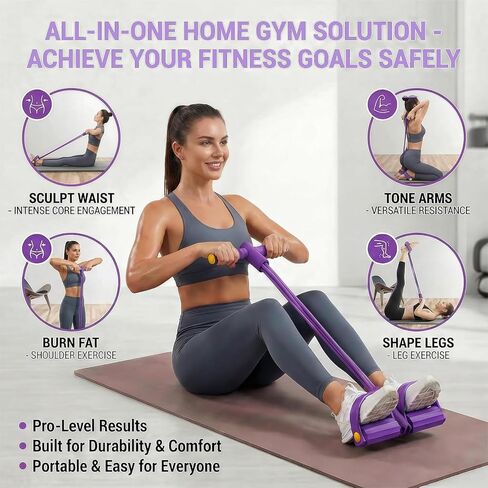 Upgraded Pedal Resistance Band with Handle, Tube Pedal Resistance Device with Thickened 6 Tension Ropes, Soft Durable Fashion Puller Exercise for Abdomen, Waist, Arm, Leg, Core/ABS in Saudi Arabia
