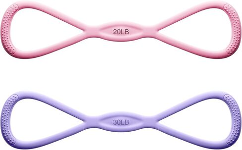 Soulchen Figure 8 Fitness Resistance Band with Handles, 8 Shaped Exercise Band for Back, Arms, Shoulder, Leg Stretching, Yoga, Gym Workout Equipment for Women in Saudi Arabia