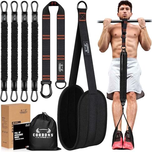 Pull Up Assistance Bands, 300lbs Heavy Duty Resistance Bands for Pull Ups with Adjustable Height, Fabric Feet Rest & Knee Support, Strength Training Pull Up Bar Assist Bands for Home Gym Workouts in Saudi Arabia