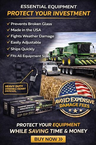 Swather/Combine Transport Windshield Protector 58.5" L X 104" W Easy Install Universal FIT Water Resistant Heavy Sewn in Loops in Saudi Arabia