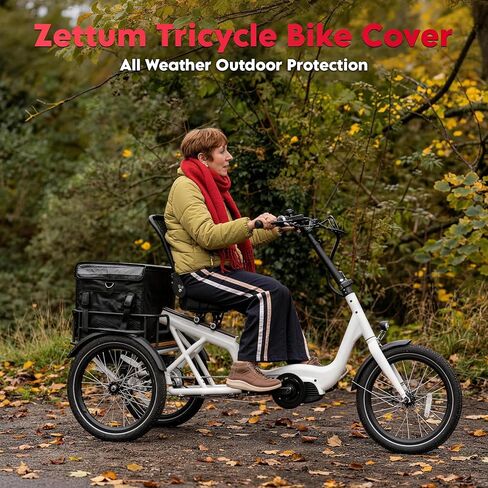 Zettum Adult Tricycle Cover - 600D Waterproof Outdoor Electric Tricycle Cover for Adults with Lock Hole, Heavy Duty Bike Covers for Electric Trike & 3-Wheel Bicycle, All-Weather Indoor & Outdoor Use in Kuwait