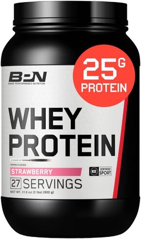 BARE PERFORMANCE NUTRITION، بروتين مصل الحليب BPN + مزيج مسحوق بروتين الكازين، زبدة الفول السوداني بالشوكولاتة، 25 جرام بروتين لكل حصة تدعم تعافي العضلات الهزيلة، 27 حصة، تم اختباره بواسطة طرف ثالث in Kuwait