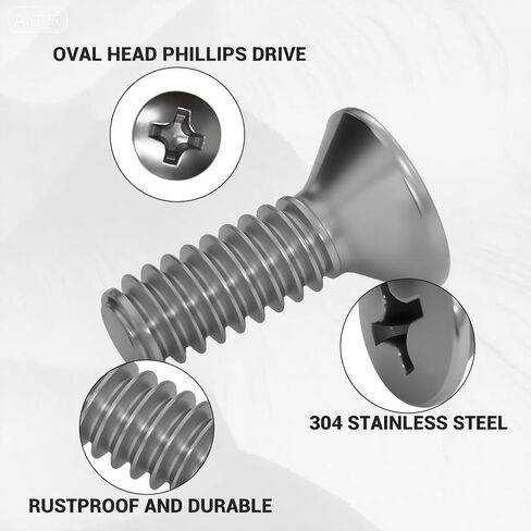 1/4"-20 x 3/4" Machine Screws (50 Pcs), Phillips Oval Head, 18-8 (304) Stainless Steel, Coarse Thread (UNC) - Heavy-Duty Fasteners for General Construction, Wood & Metal Work in Saudi Arabia