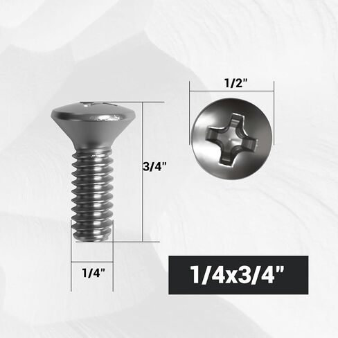 1/4"-20 x 3/4" Machine Screws (50 Pcs), Phillips Oval Head, 18-8 (304) Stainless Steel, Coarse Thread (UNC) - Heavy-Duty Fasteners for General Construction, Wood & Metal Work in Saudi Arabia