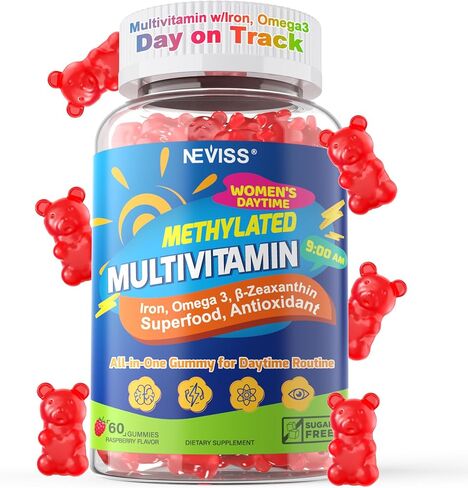 NEVISS Methylated Multivitamin Gummies for Women, Bariatric Multivitamin with Iron, Omega-3, B6, Folate, B12, Inositol, Daily Vitamin Gummy ALA | Beet Root | Astaxanthin, Energy, Brain, Antioxidant in Saudi Arabia