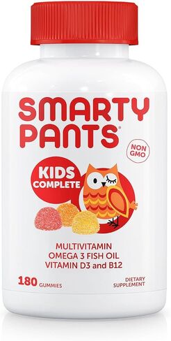 SmartyPants Kids Complete Gummy Vitamins: Multivitamin & Omega 3 DHA/EPA Fish Oil, Methyl B12, Vitamin D3, limited Valuesize pack of 180 count Total in Saudi Arabia