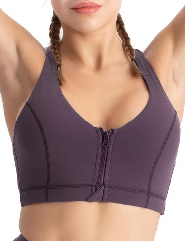 Front Zip Sports Bra for Women​ - Medium Support Workout Bra with Crisscross Strappy Back for Gym, Yoga & Fitness in Saudi Arabia