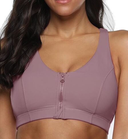 Front Zip Sports Bra for Women​ - Medium Support Workout Bra with Crisscross Strappy Back for Gym, Yoga & Fitness in Saudi Arabia