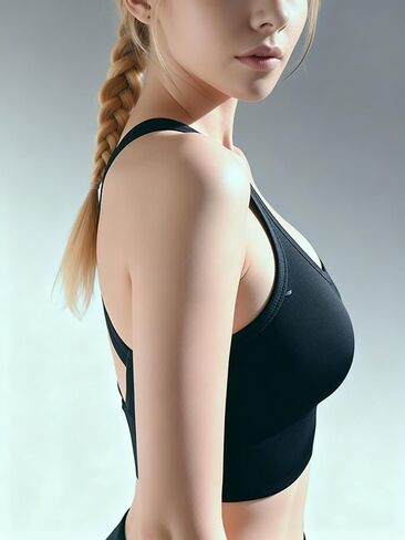 حمالة صدر رياضية للنساء، إغلاق خلفي قابل للتعديل، مبطنة مضادة للصدمات، داعمة للجري، حمالة صدر مريحة للياقة البدنية، لون أسود in Saudi Arabia