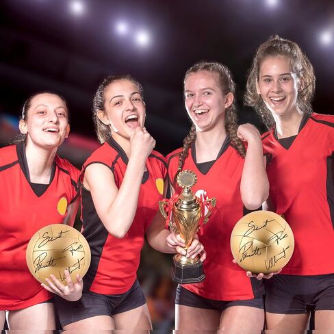Hiboom Size 5 Gold Autograph Volleyball with Air Pump for Trophies Player Awards High School College Anniversary Coaching Gift Awards Championship Party in Saudi Arabia