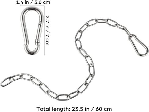 UPKOCH 1pc Heavy Duty Extension Chain with Carabiner Clip for Gym Cable Machine Weight Lifting Attachment, Steel Metal Link for Hanging Punching Bag Porch Swing in Saudi Arabia