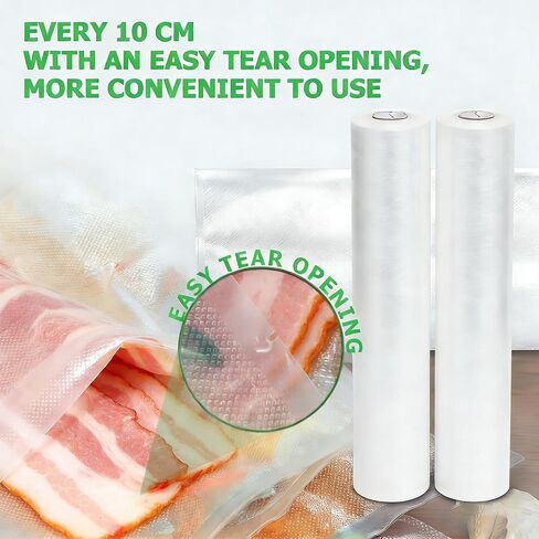 Vacuum Sealer Bags Rolls, 2 Rolls 19.6FT Total 11 Inch x 9.8FT Each, BPA Free Commercial Grade Food Saver Bags, Heavy Duty Vac Seal Bags for Sous Vide Freezer Boil Microwave Food Storage in Saudi Arabia