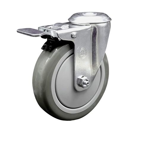 Polyurethane Swivel Bolt Hole Caster Set of 4 w/4" x 1.25" Gray Wheels - Includes 4 Swivel - 1400 lbs Total Capacity - Service Caster Brand in Saudi Arabia