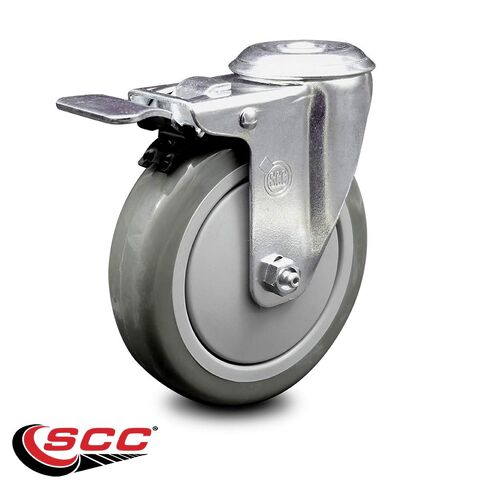 Polyurethane Swivel Bolt Hole Caster Set of 4 w/4" x 1.25" Gray Wheels - Includes 4 Swivel - 1400 lbs Total Capacity - Service Caster Brand in Saudi Arabia
