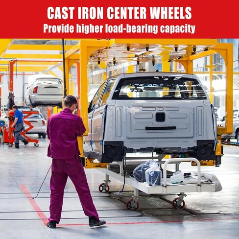 5"X2" Industrial Casters,Heavy Duty Casters Set of 4,Crowned Polyurethane Tread Cast Iron Center Wheels, 2 Rigid 2 Top Lock Brake Casters, Load Capacity 4000 lbs Per Set (4-Pack) in Kuwait