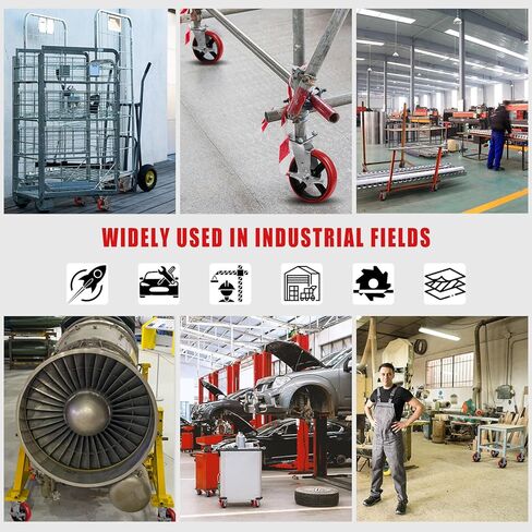 5"X2" Industrial Casters,Heavy Duty Casters Set of 4,Crowned Polyurethane Tread Cast Iron Center Wheels, 2 Rigid 2 Top Lock Brake Casters, Load Capacity 4000 lbs Per Set (4-Pack) in Kuwait