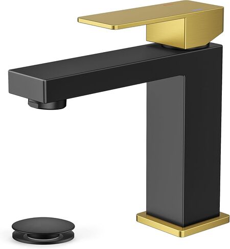 صنابير الحمام من فوروس، صنبور حمام أسود بفتحة واحدة مع تصريف منبثق، خالٍ من الرصاص، صنبور بمقبض واحد للحوض، والغرور، والمركبات الترفيهية، والمرحاض، ومناسب لفتحة واحدة أو 3 in Kuwait