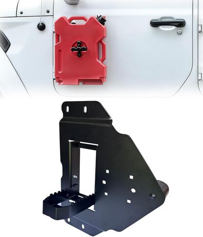 FinFox 2-in-1 قابلة للطي الباب المفصلي خطوة القدم متوافقة مع 2007-2024 Jeep Wrangler JK JL JT & Gladiator، دعامة تثبيت بمفصلة باب الوقود تناسب حاوية الغاز سعة 2 جالون (يسار) in Saudi Arabia
