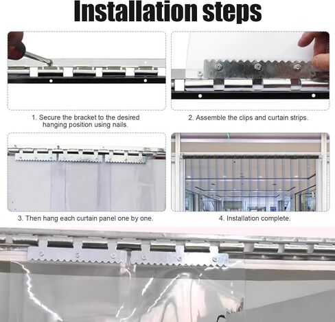 ستارة شريطية شفافة من مادة PVC للأبواب التجارية - ستارة باب معزولة حراريًا مقاومة للماء للمستودعات والمجمدات والأقبية (W210xH220cm/82.68x86.61in) in Kuwait