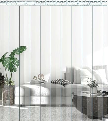 طقم ستائر باب بشريط PVC شفاف - ستائر باب ناعمة مقاومة للماء للمستودعات والسوبر ماركت والمصنع والجراج والسلالم - 88.58 × 82.68 بوصة (عرض 225 × ارتفاع 210 سم) in Kuwait