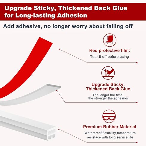 40FT Rubber Weather Stripping Door Seal, Self Adhesive Door Insulation Strip, Block Drafts, Multi-Layer Soundproof, Weatherstripping for Door Frame and Windows (White) in Saudi Arabia