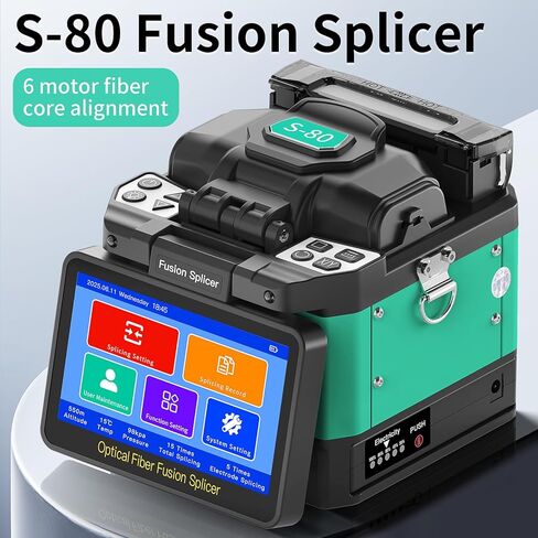 S-80 الألياف البصرية الانصهار جهاز الربط 6 محرك الأساسية محاذاة 8S الربط السريع 18S التدفئة 5 بوصة الوجه شاشة تعمل باللمس التلقائي بالكامل ذكي FTTH الألياف البصرية لحام الربط آلة in Kuwait