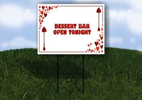 Dessert Bar Open Tonight Red Frame With Hearts Directional Arrows A-Frame Double Sided 23x23 in. sign in Saudi Arabia
