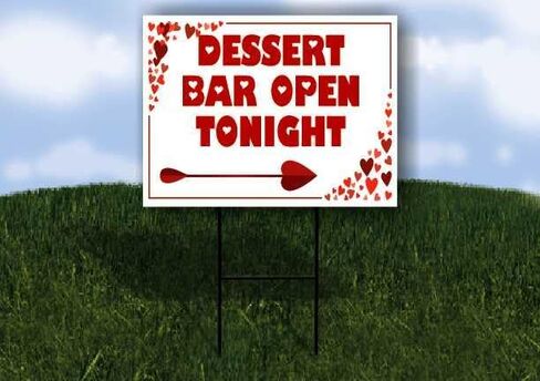 Dessert Bar Open Tonight Red Frame With Hearts Directional Arrows A-Frame Double Sided 23x23 in. sign in Saudi Arabia