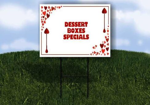 Dessert Boxes Specials Red Frame With Hearts Up Arrows A-Frame Single Sided 23x23 in. sign in Saudi Arabia