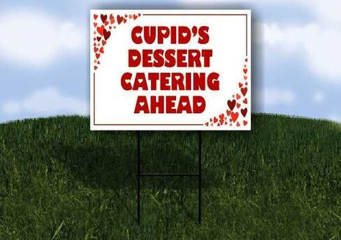 Cupid’S Dessert Catering Ahead Red Frame With Hearts Directional Arrows A-Frame Double Sided 23x23 in. sign in Saudi Arabia