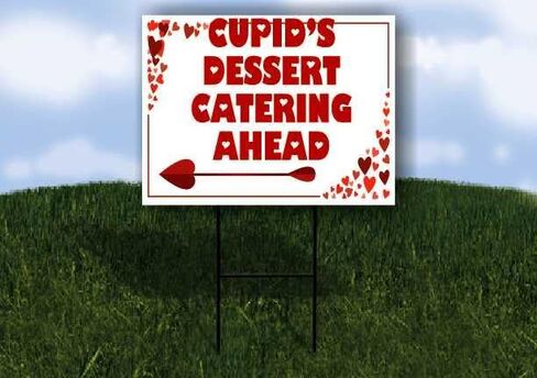 Cupid’S Dessert Catering Ahead Red Frame With Hearts Directional Arrows A-Frame Double Sided 23x23 in. sign in Saudi Arabia