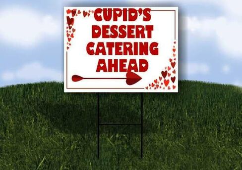 Cupid’S Dessert Catering Ahead Red Frame With Hearts Directional Arrows A-Frame Double Sided 23x23 in. sign in Saudi Arabia